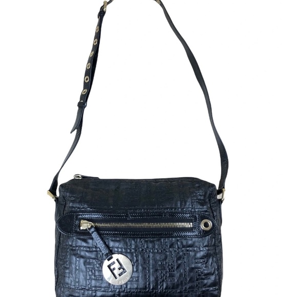 Fendi FF Quilted Coated Canvas Embossed Crossbody Bag - Picture 11 of 16